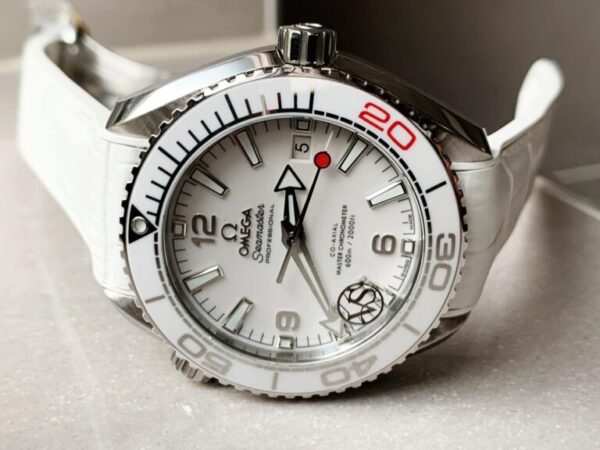 Planet Ocean SEAMASTER 39.5mm Olympic Games SS VSF 11 Best Edition White Dial on White Rubber Strap A8800