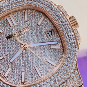 ICED Nautilus Jumbo 5711 RG TWF Full Paved Diamonds Dial Case and Bracelet A324