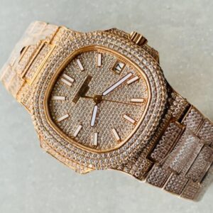 ICED Nautilus Jumbo 5711 RG TWF Full Paved Diamonds Dial Case and Bracelet A324