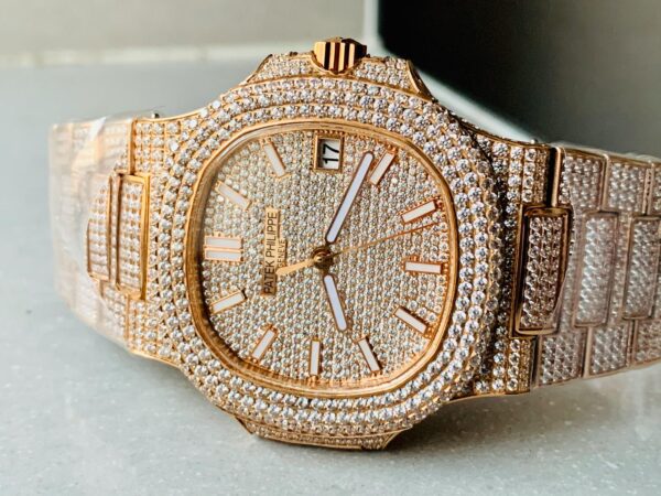 ICED Nautilus Jumbo 5711 RG TWF Full Paved Diamonds Dial Case and Bracelet A324