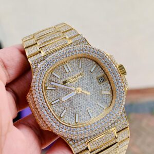 ICED Nautilus Jumbo 5711 YG TWF Full Paved Diamonds Dial Case and Bracelet A324