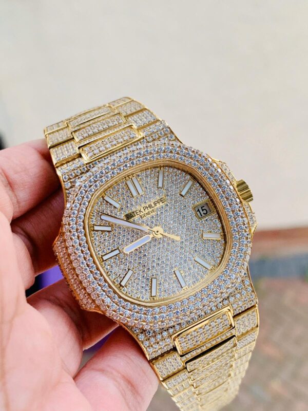 ICED Nautilus Jumbo 5711 YG TWF Full Paved Diamonds Dial Case and Bracelet A324