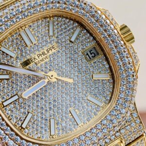 ICED Nautilus Jumbo 5711 YG TWF Full Paved Diamonds Dial Case and Bracelet A324