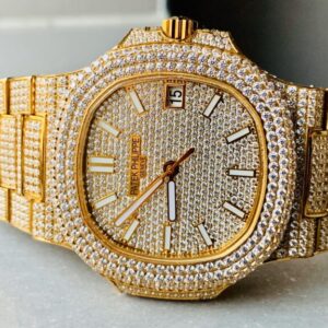 ICED Nautilus Jumbo 5711 YG TWF Full Paved Diamonds Dial Case and Bracelet A324