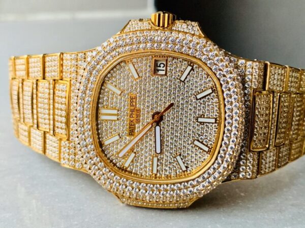 ICED Nautilus Jumbo 5711 YG TWF Full Paved Diamonds Dial Case and Bracelet A324