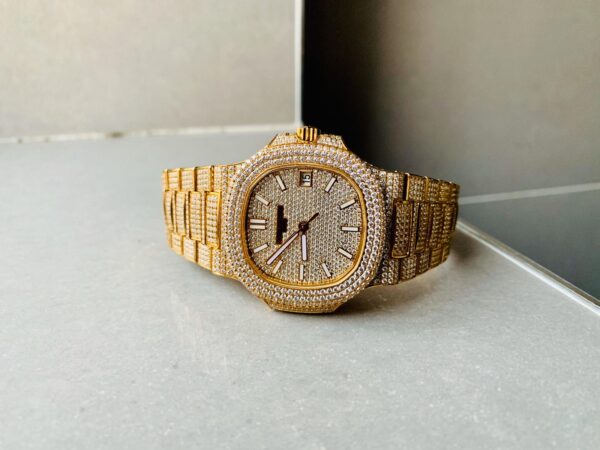 ICED Nautilus Jumbo 5711 YG TWF Full Paved Diamonds Dial Case and Bracelet A324